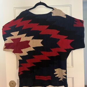 Ralph Lauren Red and Black Patterned Crewneck Sweater